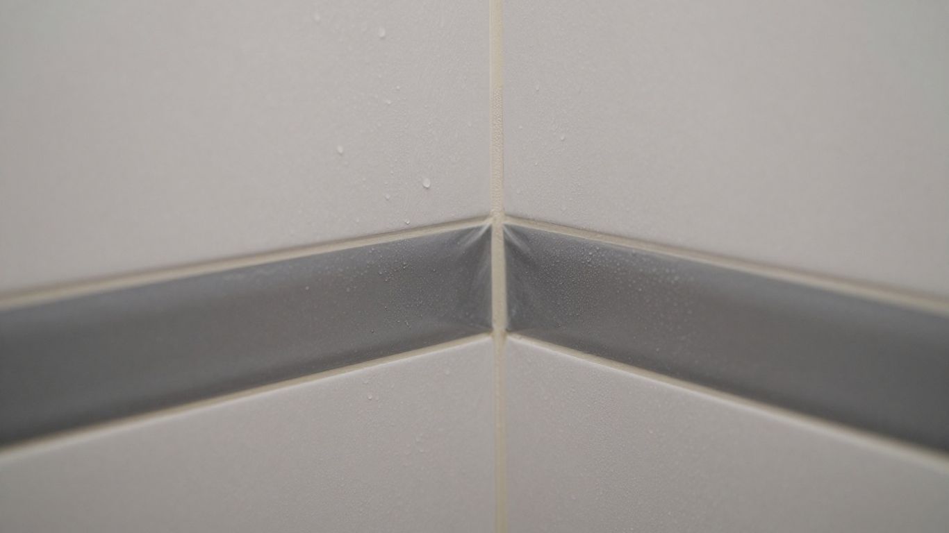 Bathroom waterproofing detail with sealant and membrane.