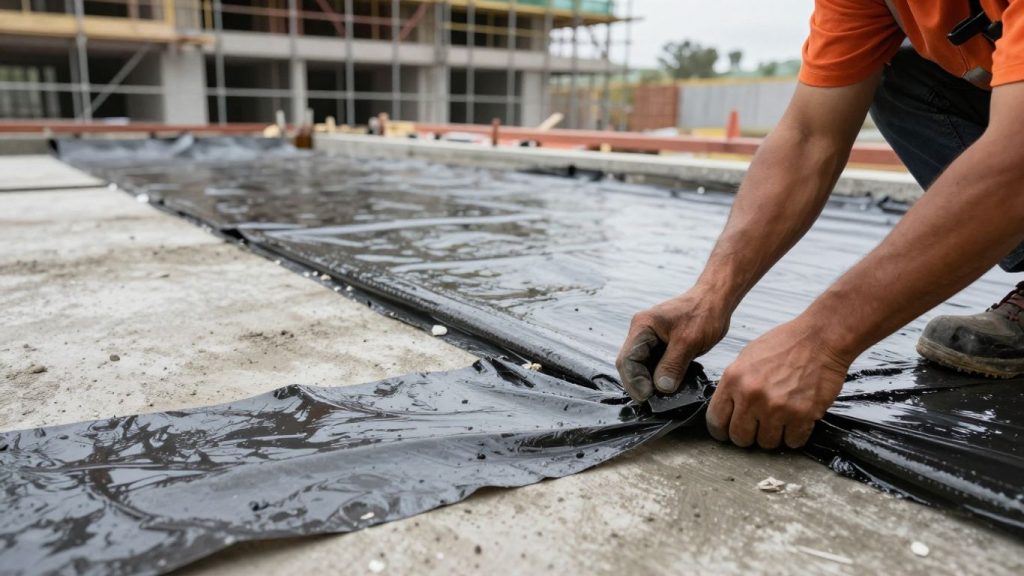 Waterproofing application on Australian construction site.