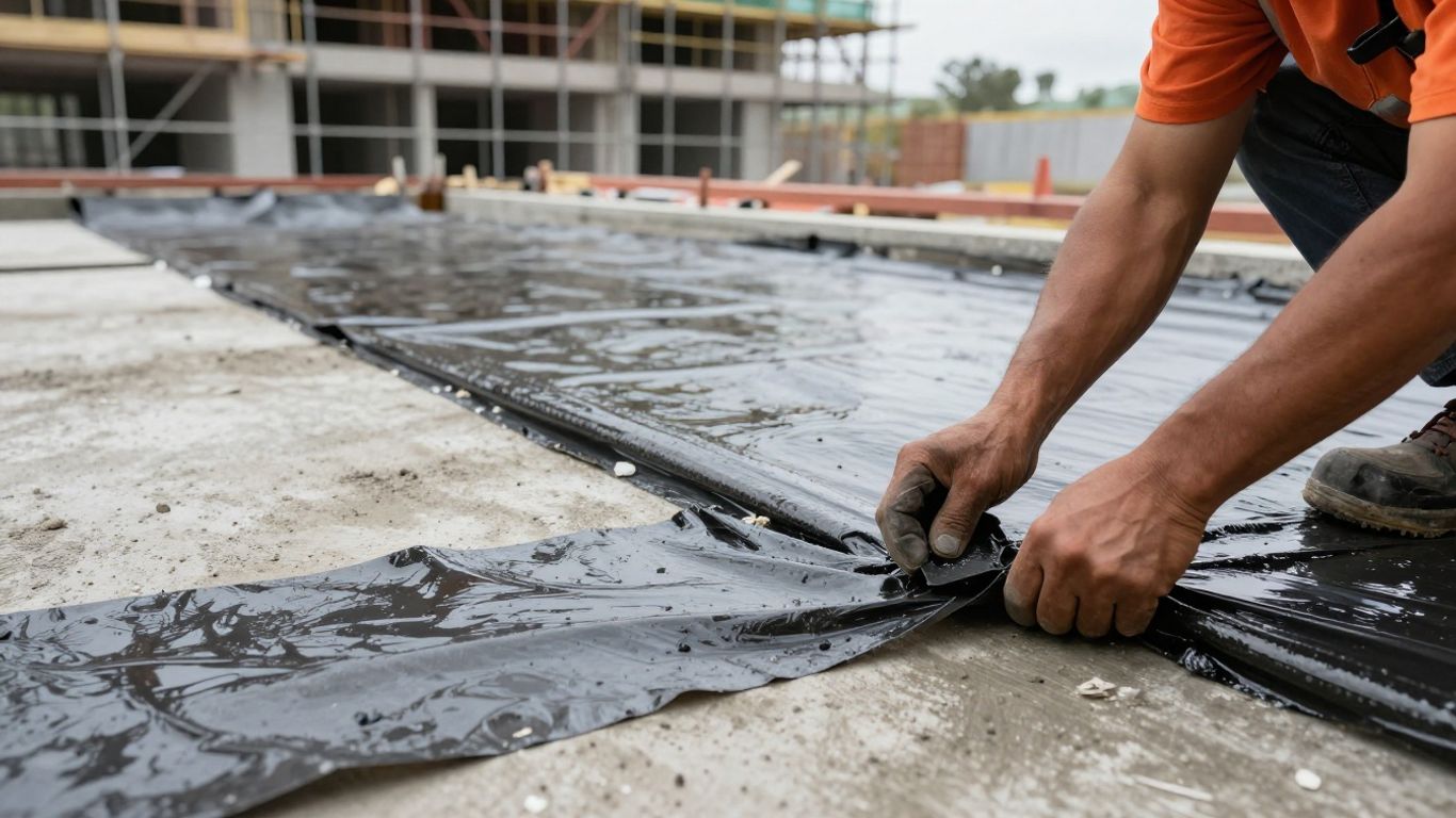 Waterproofing application on Australian construction site.
