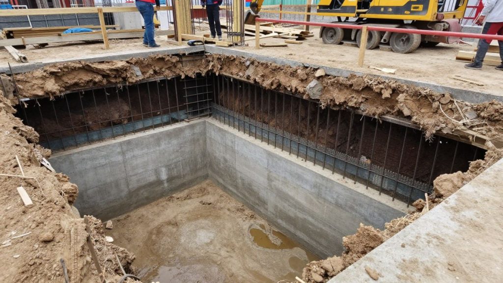 Basement construction with groundwater challenges in NSW.