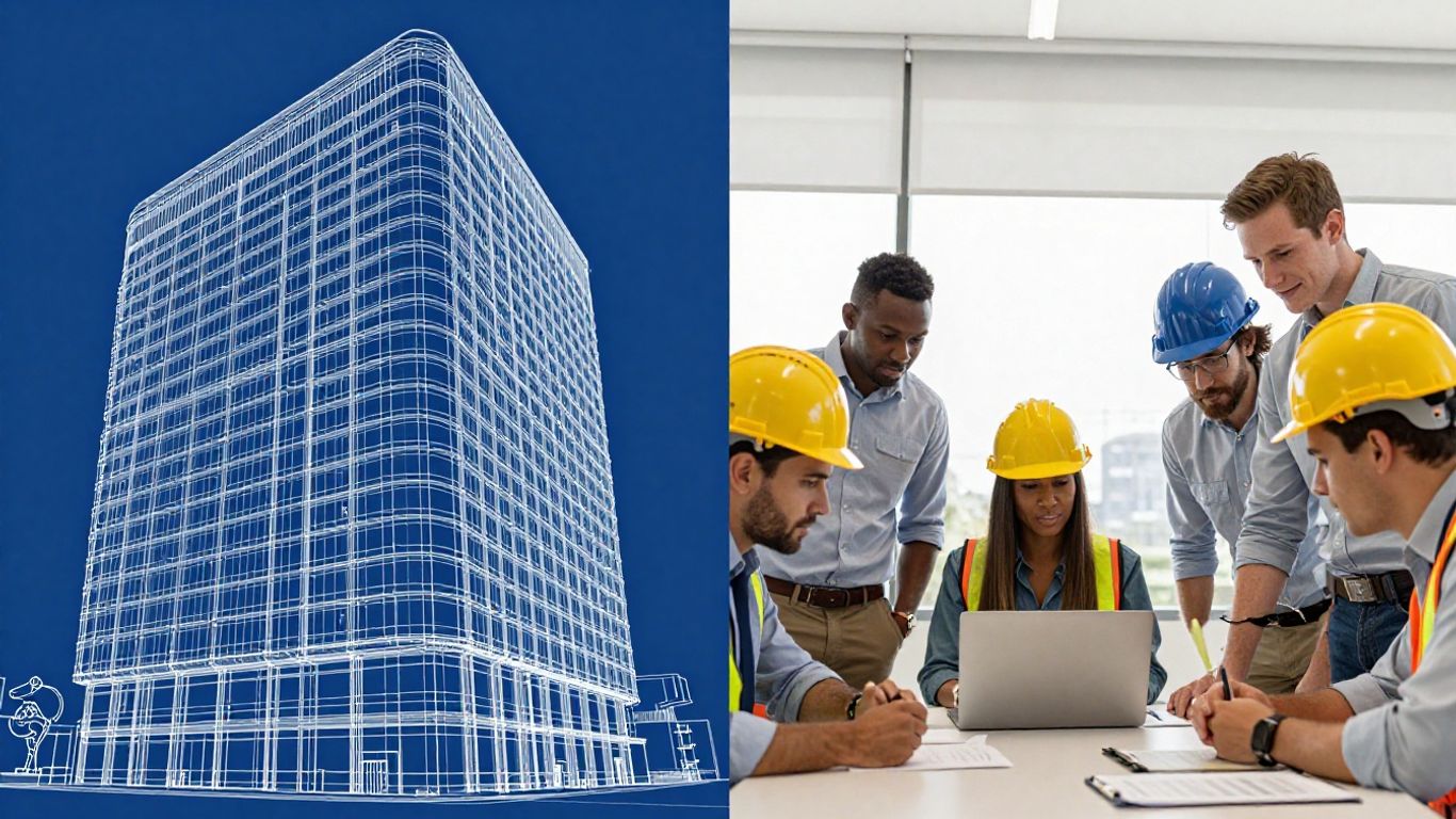 Australian building professionals discussing plans.