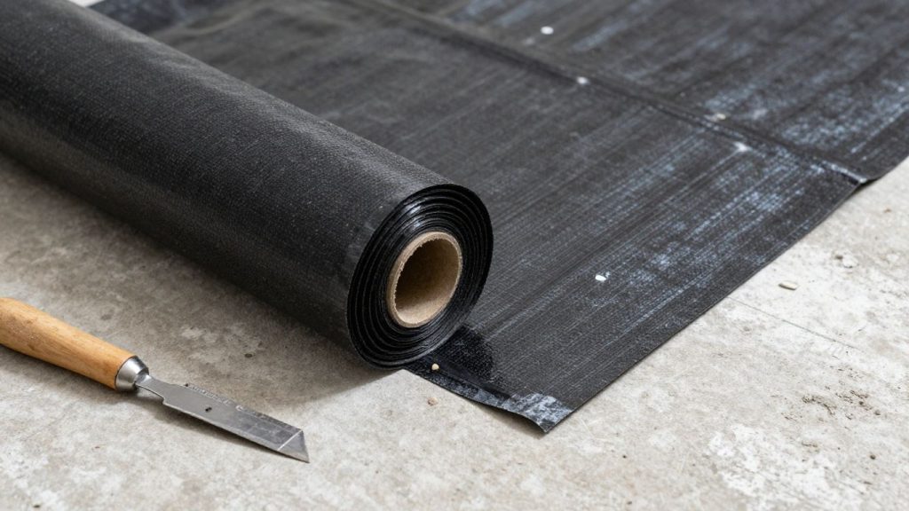 Bathroom waterproofing membrane installation detail.